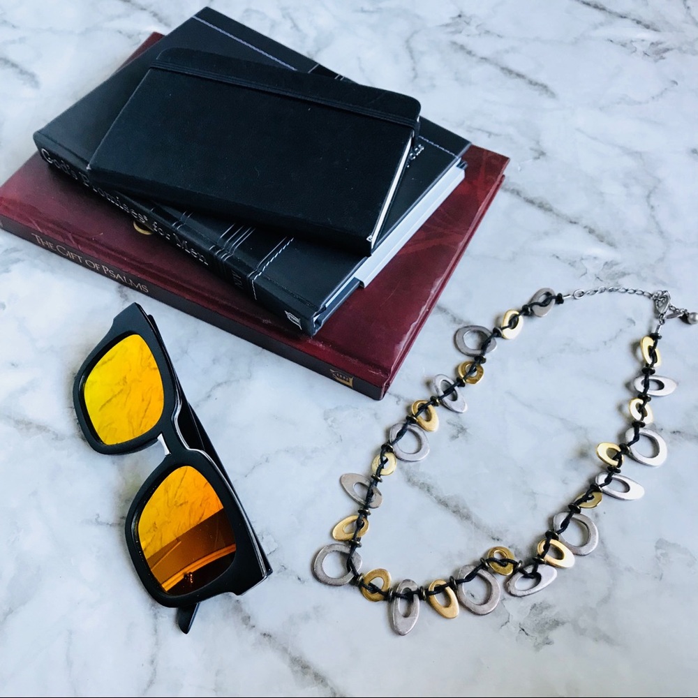 Mixed Metal Tone Statement  Necklace